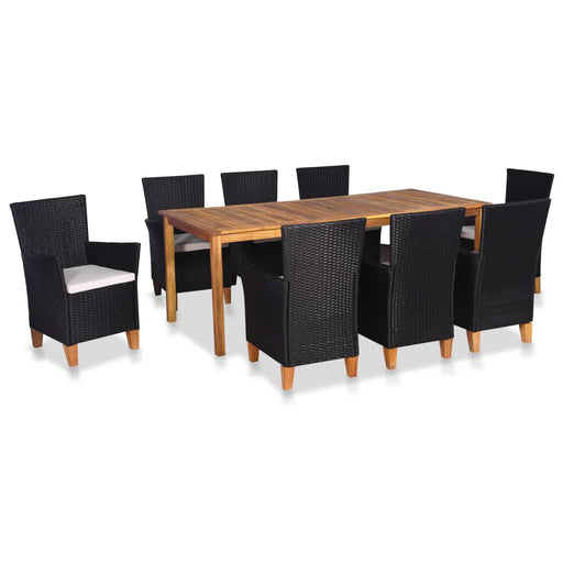 Set mobilier de exterior, 9 piese, negru și maro, poliratan - WALTI WALTI