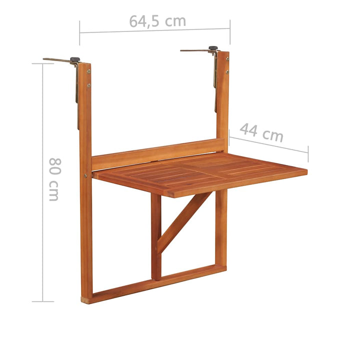 Masă de balcon suspendată, 64,5x44x80 cm, lemn masiv de acacia - WALTI WALTI