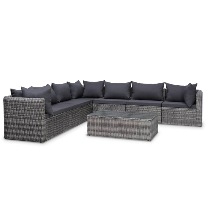 Set mobilier de grădină cu perne, 8 piese, gri, poliratan - WALTI WALTI