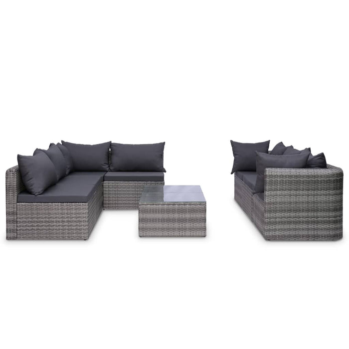 Set mobilier de grădină cu perne, 8 piese, gri, poliratan - WALTI WALTI