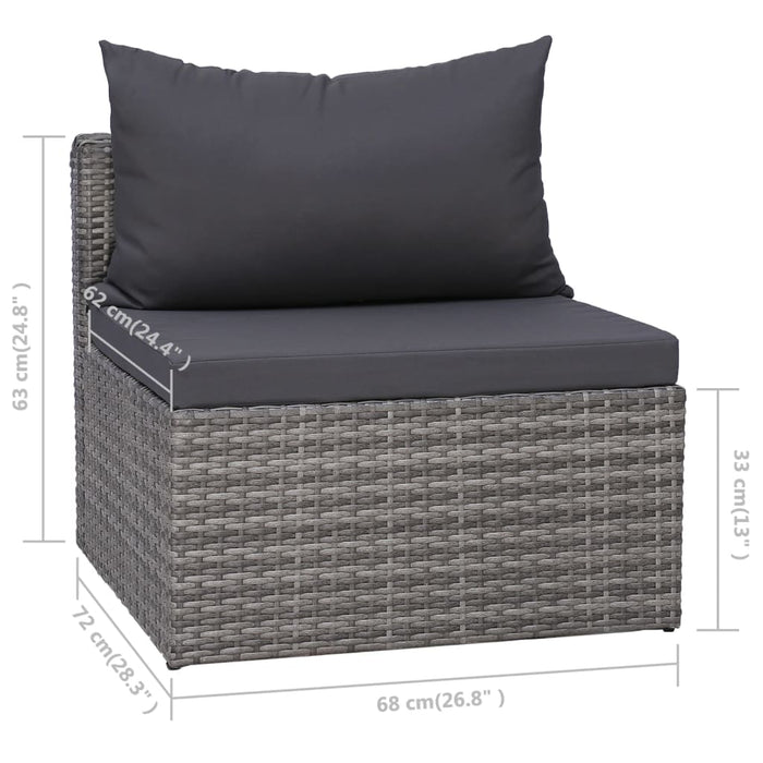 Set mobilier de grădină cu perne, 8 piese, gri, poliratan - WALTI WALTI