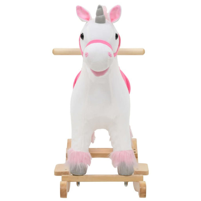 Balansoar unicorn de pluș, 65 x 32 x 58 cm, alb și roz - WALTI WALTI