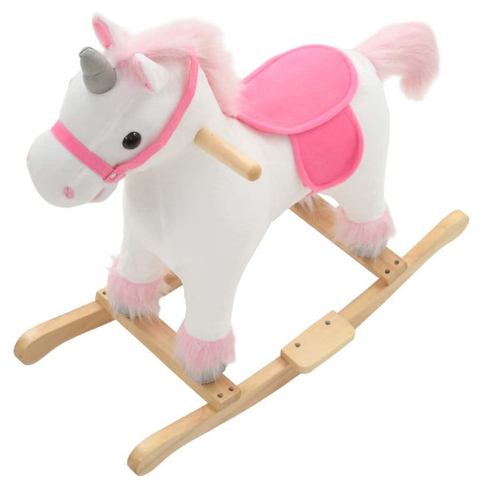 Balansoar unicorn de pluș, 65 x 32 x 58 cm, alb și roz - WALTI WALTI