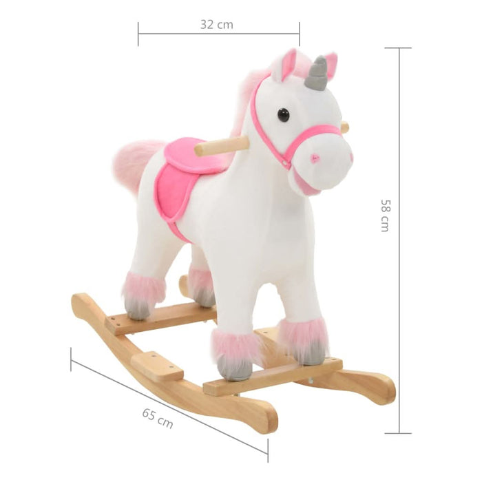 Balansoar unicorn de pluș, 65 x 32 x 58 cm, alb și roz - WALTI WALTI