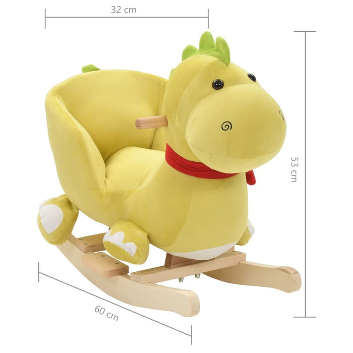 Balansoar animal cu spătar dragon pluș 60x32x53 cm verde lime - WALTI WALTI