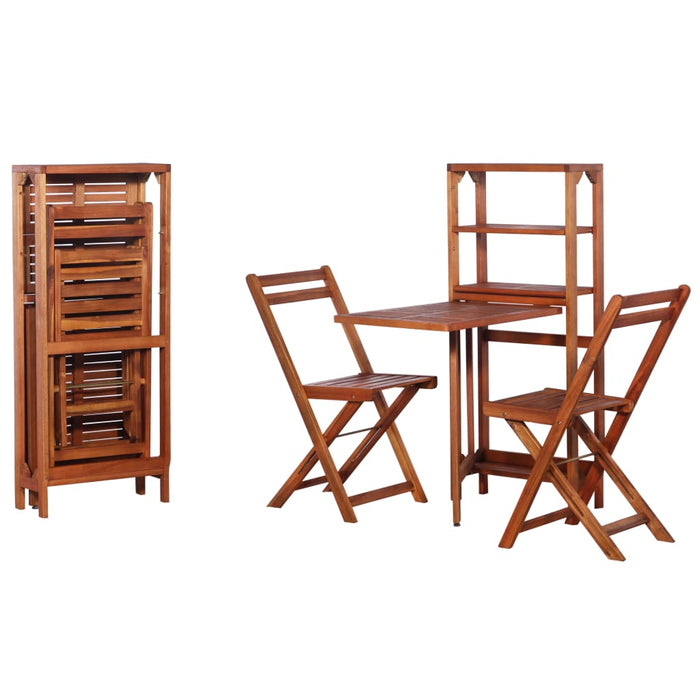 Set mobilier bistro pliabil, 3 piese, lemn masiv de acacia - WALTI WALTI