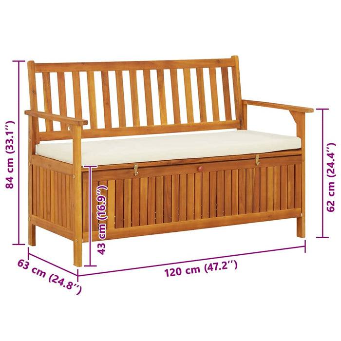 Bancă de depozitare grădină 120x63x84 cm lemn masiv salcâm XL - WALTI WALTI