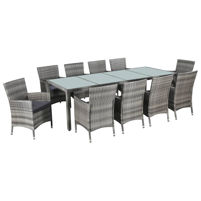 Set mobilier de exterior cu perne, 11 piese, gri, poliratan - WALTI WALTI
