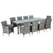 Set mobilier de exterior cu perne, 11 piese, gri, poliratan - WALTI WALTI