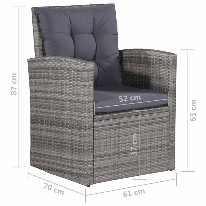 Set mobilier de grădină cu perne, 6 piese, gri, poliratan WALTI