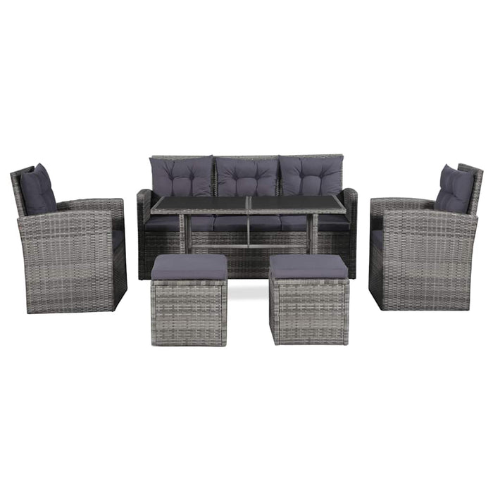 Set mobilier de grădină cu perne, 6 piese, gri, poliratan WALTI