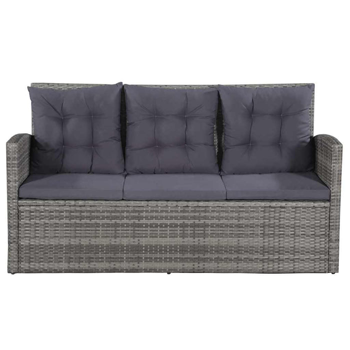 Set mobilier de grădină cu perne, 6 piese, gri, poliratan WALTI