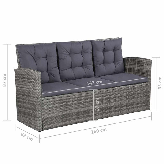 Set mobilier de grădină cu perne, 6 piese, gri, poliratan WALTI