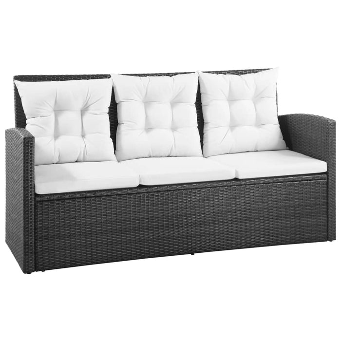 Set mobilier de grădină cu perne, 5 piese, negru, poliratan - WALTI WALTI