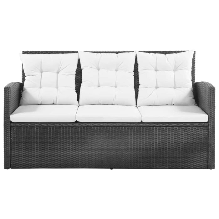 Set mobilier de grădină cu perne, 5 piese, negru, poliratan - WALTI WALTI