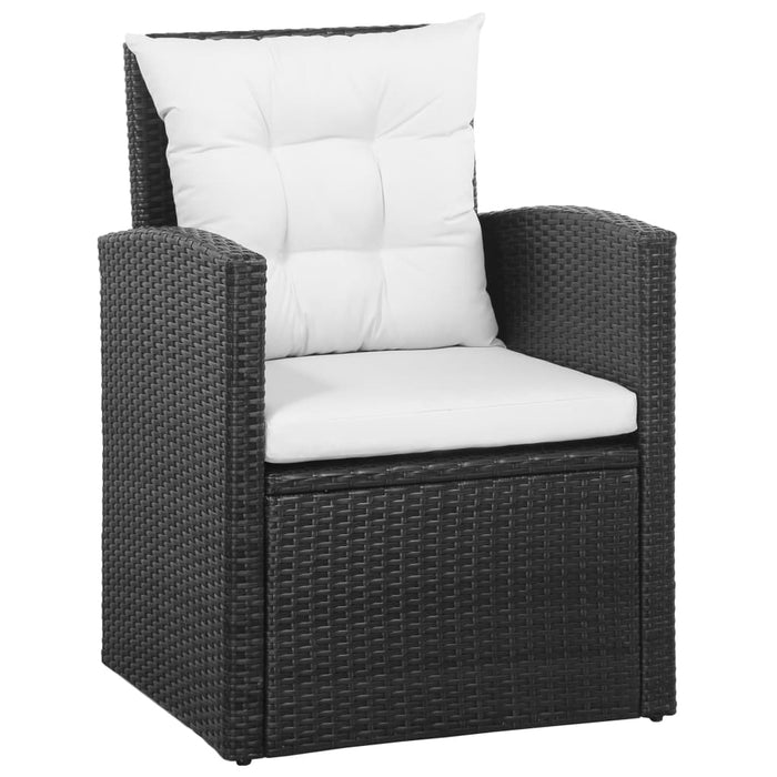 Set mobilier de grădină cu perne, 5 piese, negru, poliratan - WALTI WALTI