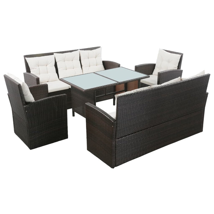 Set mobilier de grădină cu perne, 5 piese, maro, poliratan WALTI