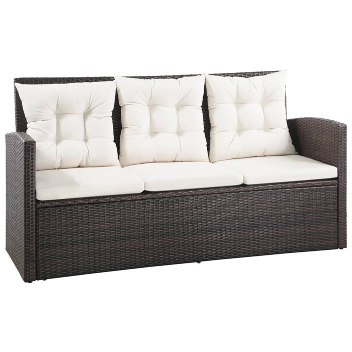 Set mobilier de grădină cu perne, 5 piese, maro, poliratan WALTI