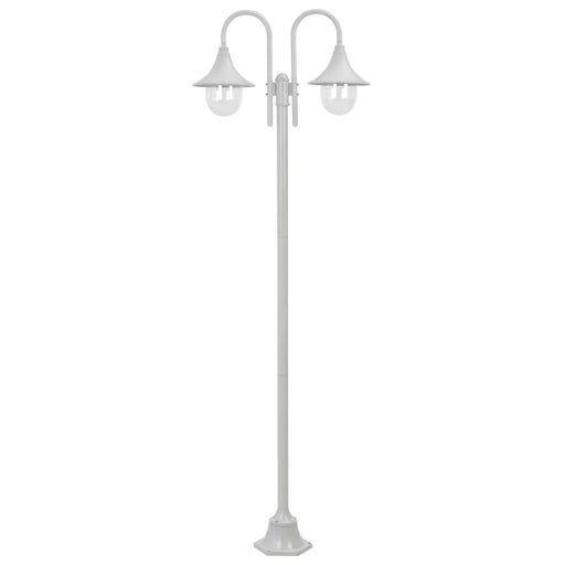 Stâlp cu lumini de grădină E27 220 cm, aluminiu 2 lămpi, alb - WALTI WALTI