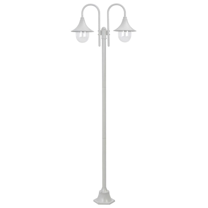 Stâlp cu lumini de grădină E27 220 cm, aluminiu 2 lămpi, alb - WALTI WALTI