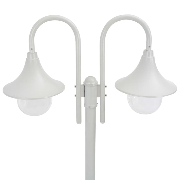 Stâlp cu lumini de grădină E27 220 cm, aluminiu 2 lămpi, alb - WALTI WALTI