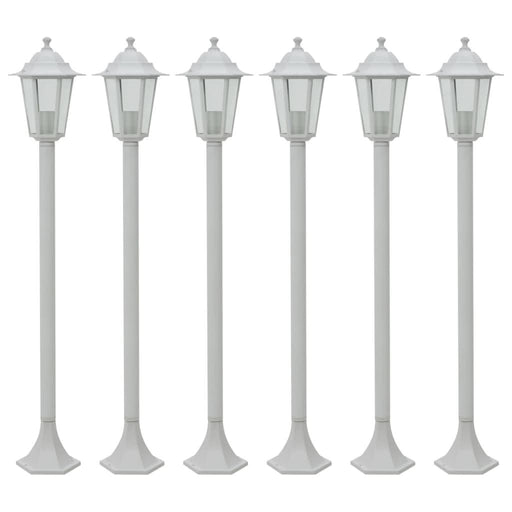 Stâlp iluminare grădină, 6 buc., alb, 110 cm, aluminiu, E27 - WALTI WALTI