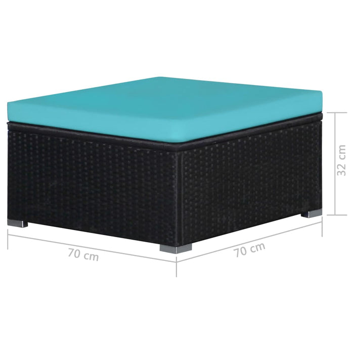 Set mobilier de grădină cu perne, 9 piese, albastru, poliratan WALTI