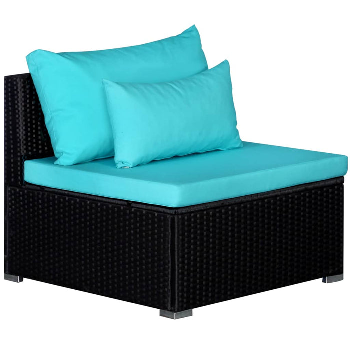 Set mobilier de grădină cu perne, 9 piese, albastru, poliratan WALTI