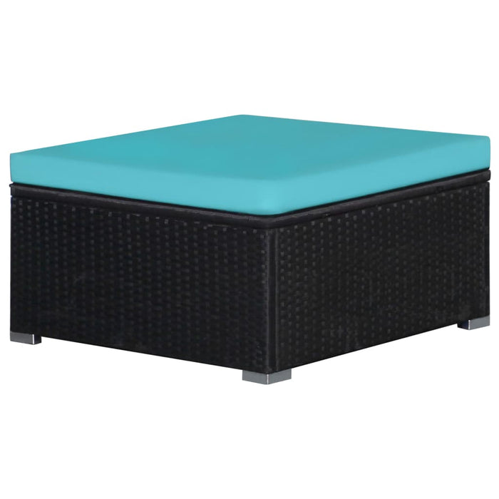 Set mobilier de grădină cu perne, 9 piese, albastru, poliratan WALTI