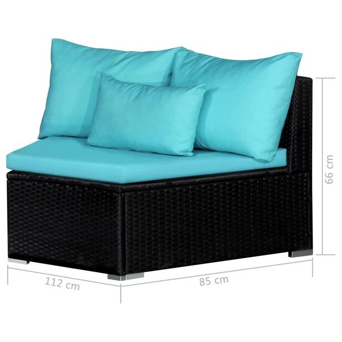Set mobilier de grădină cu perne, 9 piese, albastru, poliratan WALTI
