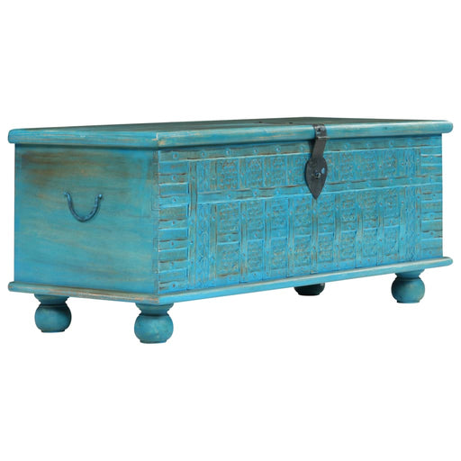 Cufăr de depozitare, lemn masiv de mango, albastru 100x40x41 cm - WALTI WALTI