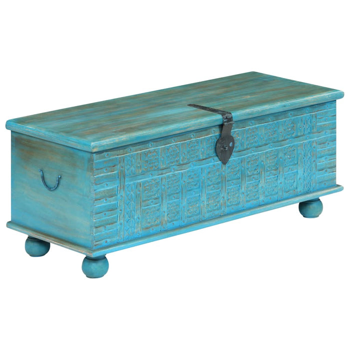 Cufăr de depozitare, lemn masiv de mango, albastru 100x40x41 cm - WALTI WALTI
