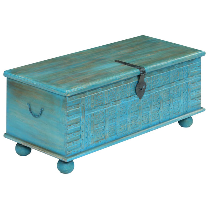 Cufăr de depozitare, lemn masiv de mango, albastru 100x40x41 cm - WALTI WALTI