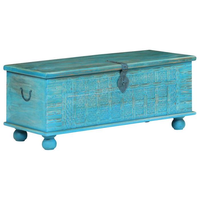 Cufăr de depozitare, lemn masiv de mango, albastru 100x40x41 cm - WALTI WALTI