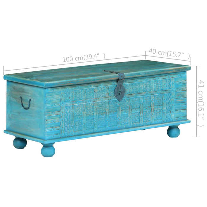 Cufăr de depozitare, lemn masiv de mango, albastru 100x40x41 cm - WALTI WALTI