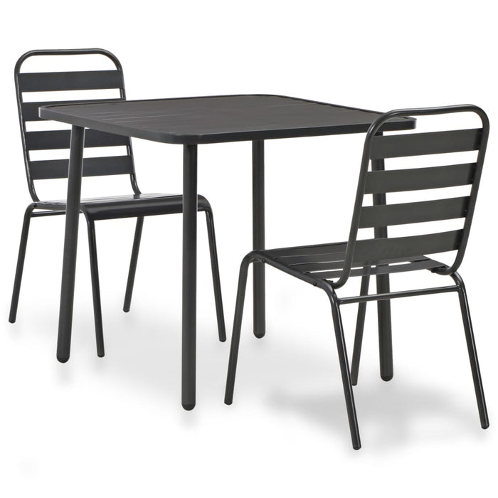 Set mobilier bistro, 3 piese, gri închis, oțel - WALTI WALTI