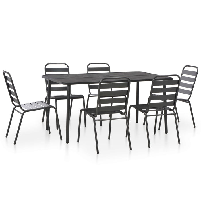 Set mobilier de exterior, 7 piese, gri închis, oțel - WALTI WALTI