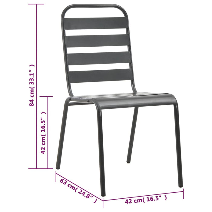 Set mobilier de exterior, 7 piese, gri închis, oțel - WALTI WALTI