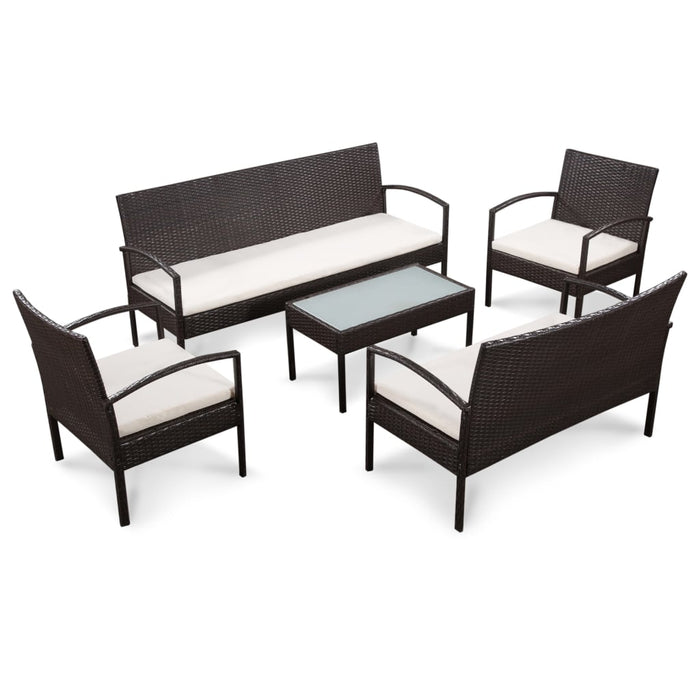 Set mobilier de grădină cu perne, 5 piese, maro, poliratan - WALTI WALTI