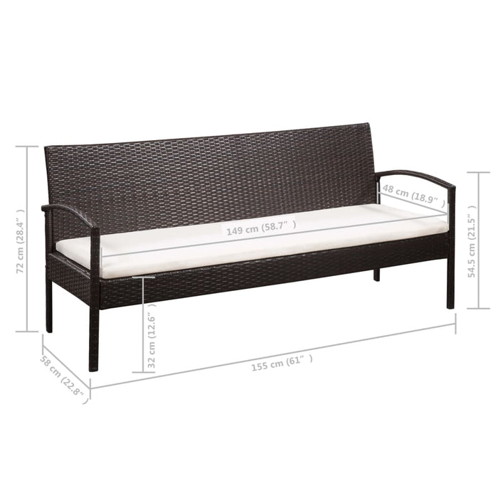 Set mobilier de grădină cu perne, 5 piese, maro, poliratan - WALTI WALTI