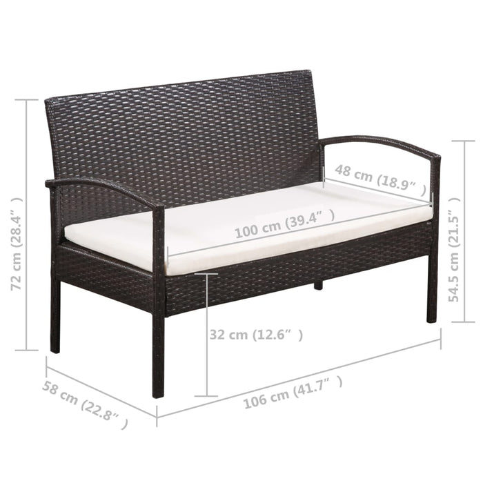 Set mobilier de grădină cu perne, 5 piese, maro, poliratan - WALTI WALTI