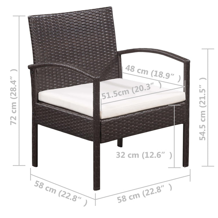 Set mobilier de grădină cu perne, 5 piese, maro, poliratan - WALTI WALTI