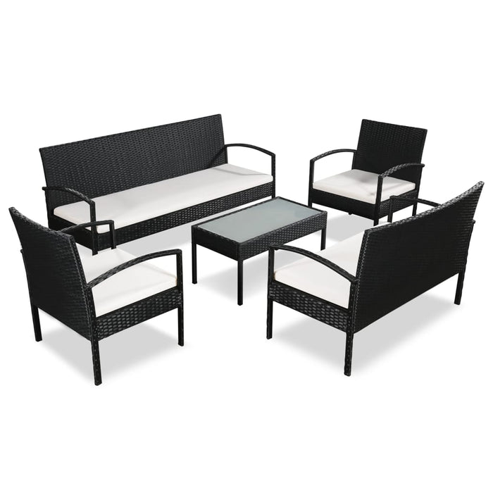 Set mobilier de grădină cu perne, 5 piese, negru, poliratan - WALTI WALTI