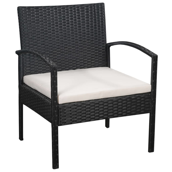 Set mobilier de grădină cu perne, 5 piese, negru, poliratan - WALTI WALTI