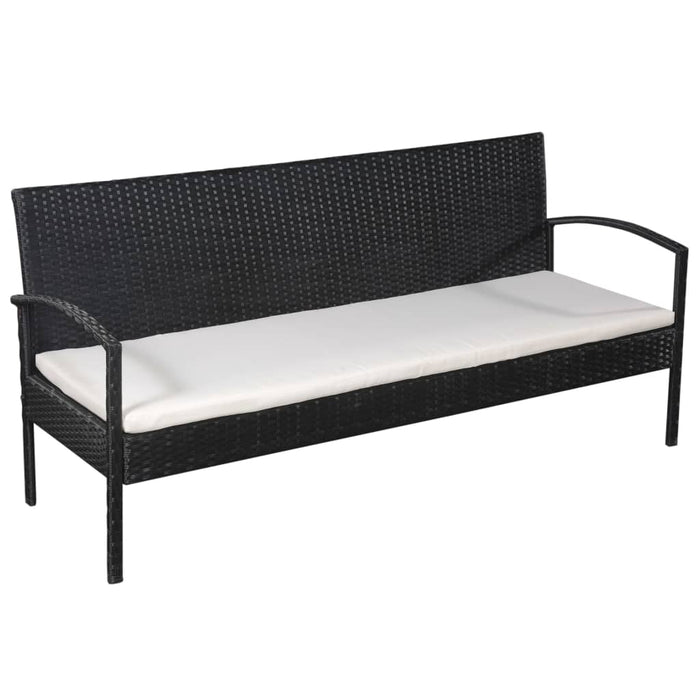 Set mobilier de grădină cu perne, 5 piese, negru, poliratan - WALTI WALTI