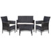 Set mobilier de grădină cu perne, 4 piese, negru, poliratan - WALTI WALTI