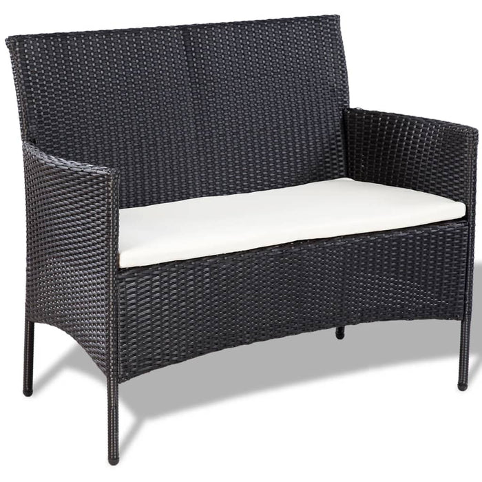 Set mobilier de grădină cu perne, 4 piese, negru, poliratan - WALTI WALTI