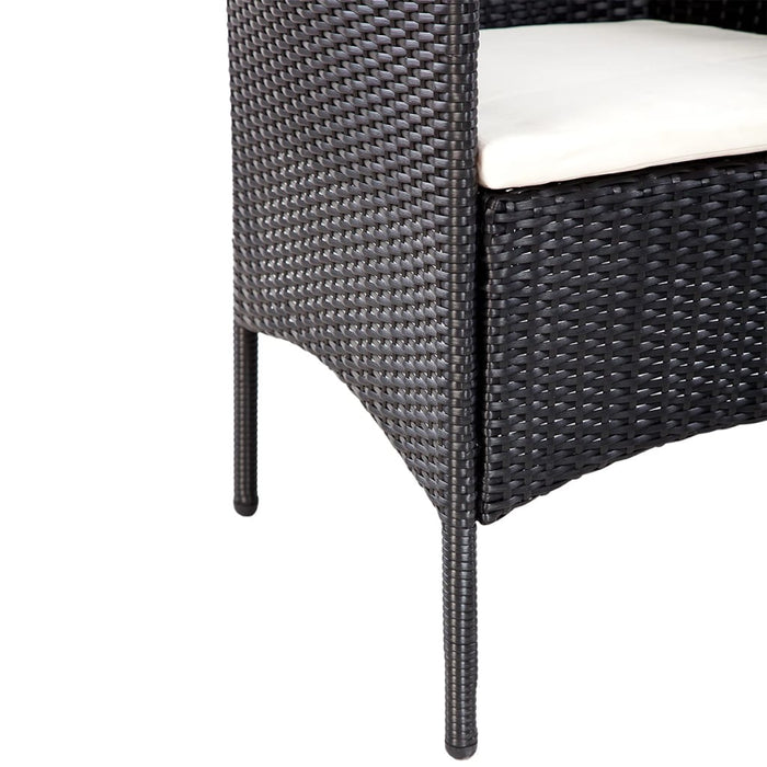 Set mobilier de grădină cu perne, 4 piese, negru, poliratan - WALTI WALTI