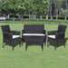 Set mobilier de grădină cu perne, 4 piese, negru, poliratan - WALTI WALTI