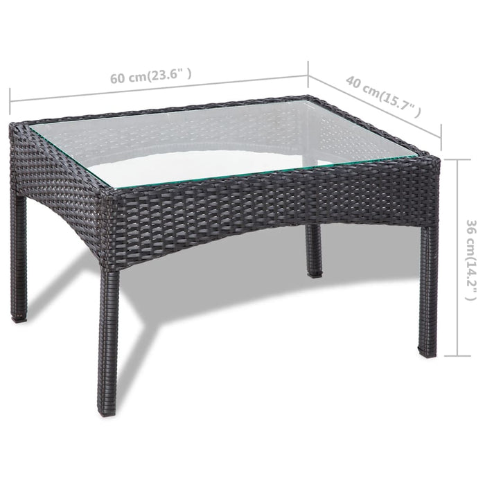 Set mobilier de grădină cu perne, 4 piese, negru, poliratan - WALTI WALTI
